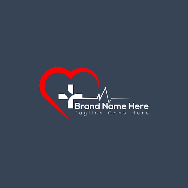 логотип ухода за сердцем, медицинский логотип, минималистский и бизнес-дизайн логотипа в векторном шаблоне.