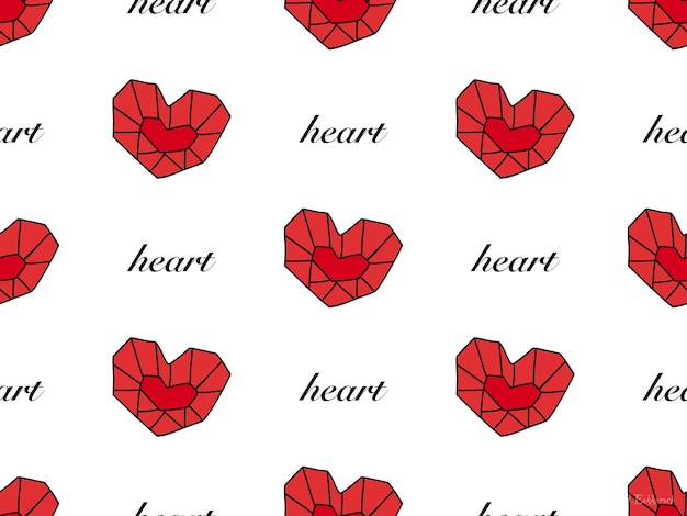 Heart cartoon character seamless pattern on white background
