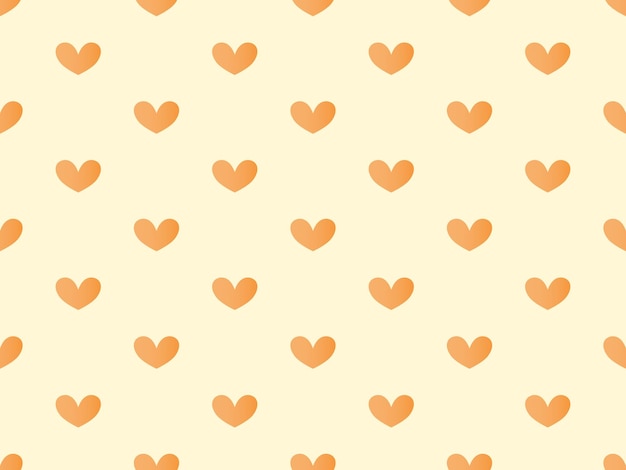 Heart cartoon character seamless pattern on yellow background