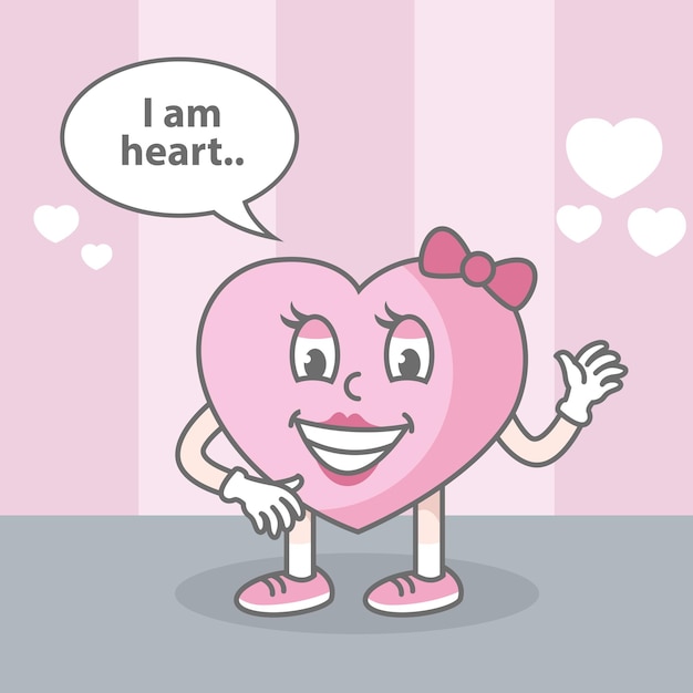 Heart character cartoon style for children's education