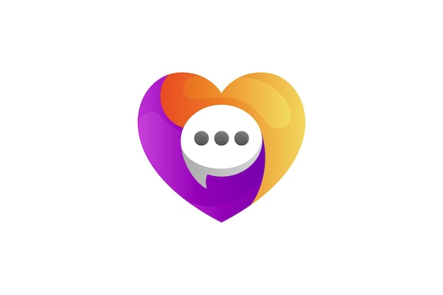 Cuore e chat design moderno del logo