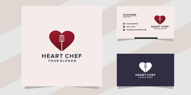 Modello logo chef cuore