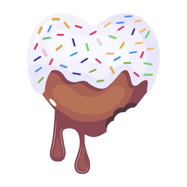 Heart chocolate with sprinkles an isometric icon