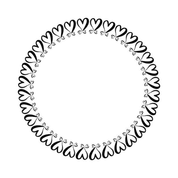 Граница рамки сердечного круга для декоративного винтажного элемента дизайна на векторной иллюстрации