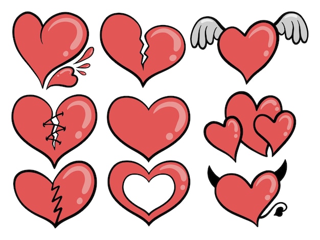 Illustrazione di doodle di arte di clip del cuore