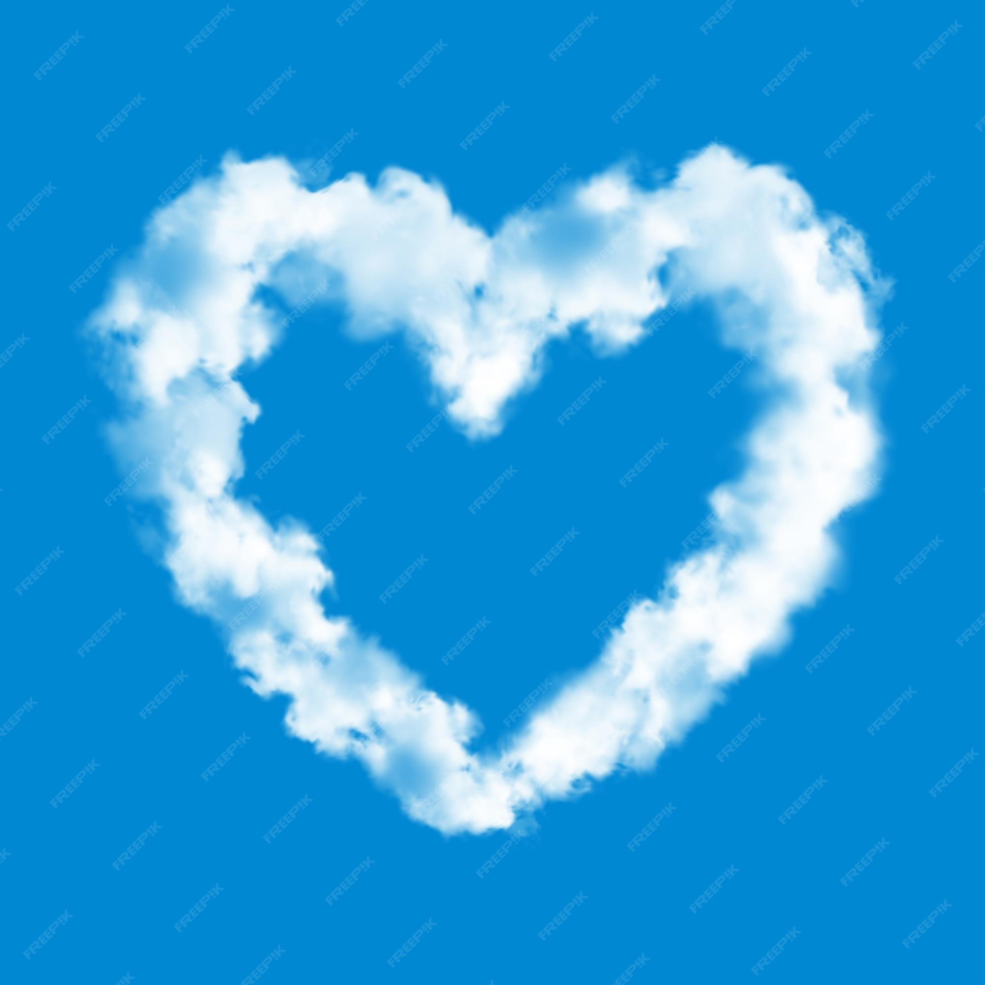 Premium Vector | Heart cloud on blue sky background realistic of love