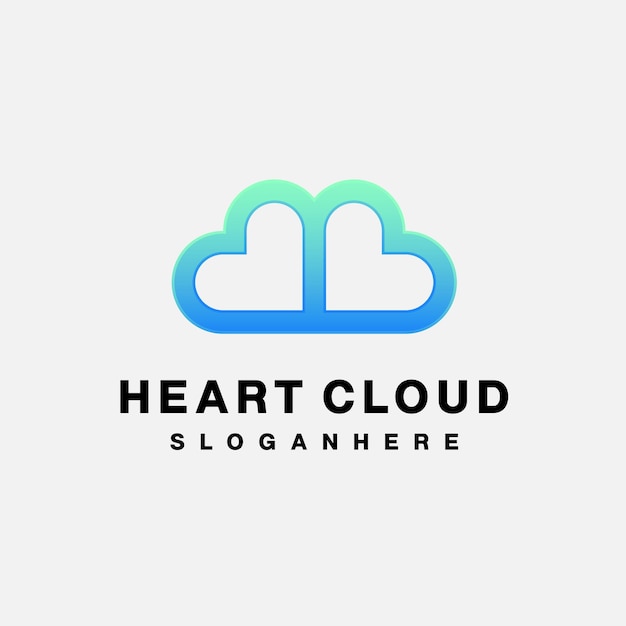 Heart cloud design logo gradient colorful