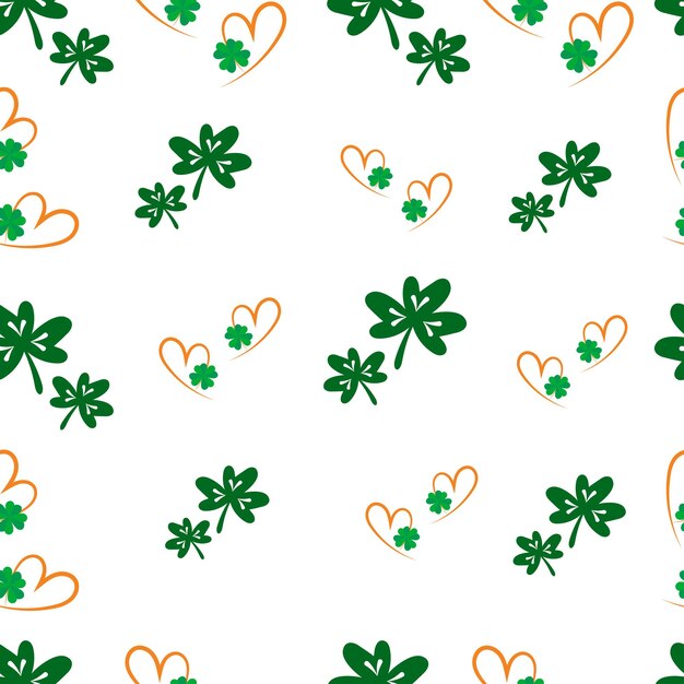 Heart clover St Patrick's day seamless Pattern