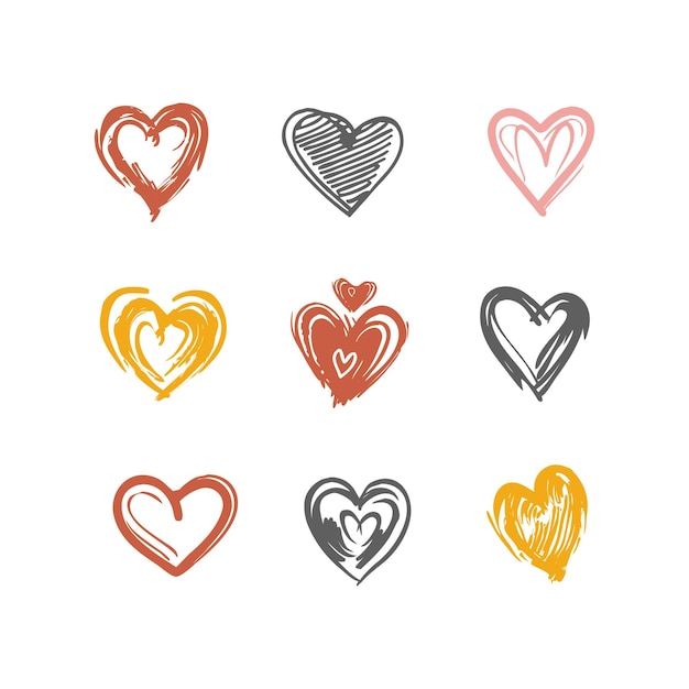 Vector heart collection handdrawn vector illustrations