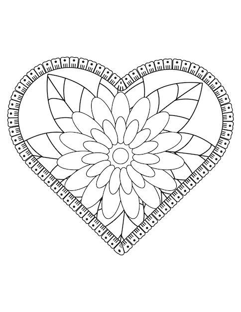 Vector heart coloring page for adult and kids. love coloring vector. valentine pattern design. love art