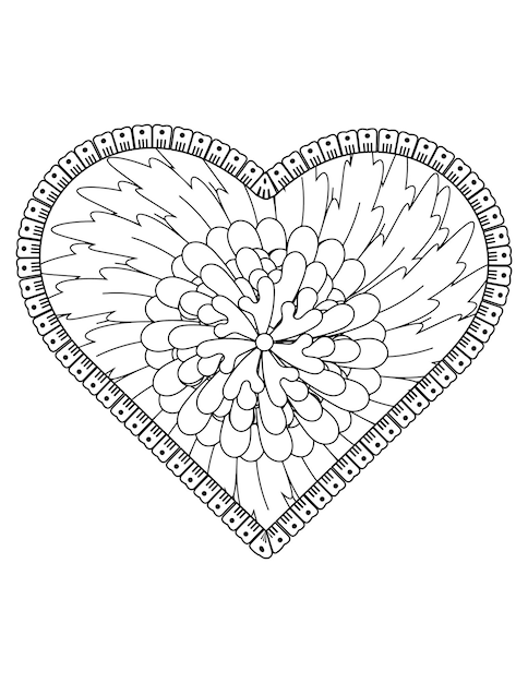Vector heart coloring page for adult and kids. love coloring vector. valentine pattern design. valentine