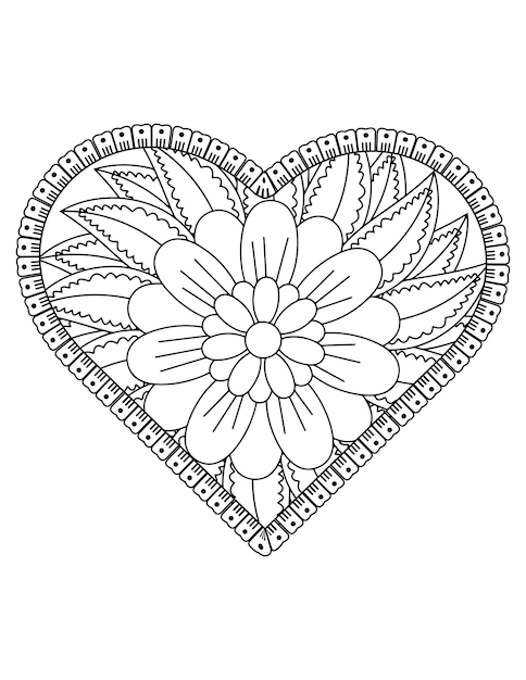 Heart coloring page for adult and kids. love coloring vector. valentine pattern design. valentine