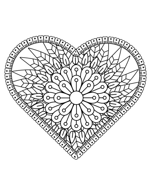 Heart coloring page for adult and kids. love coloring vector. valentine pattern design. valentine