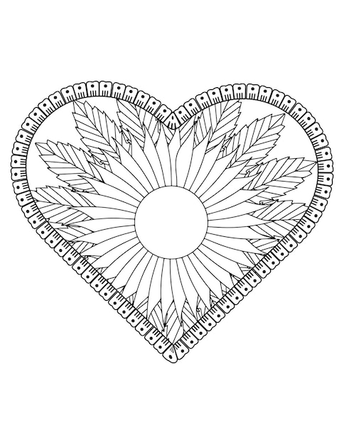 Heart coloring page for adult and kids. love coloring vector. valentine pattern design. valentine