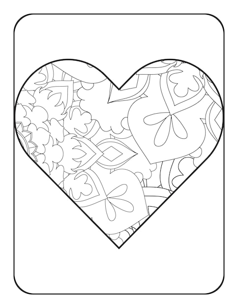 Heart coloring page Heart shape with floral mandala pattern Coloring page for adults