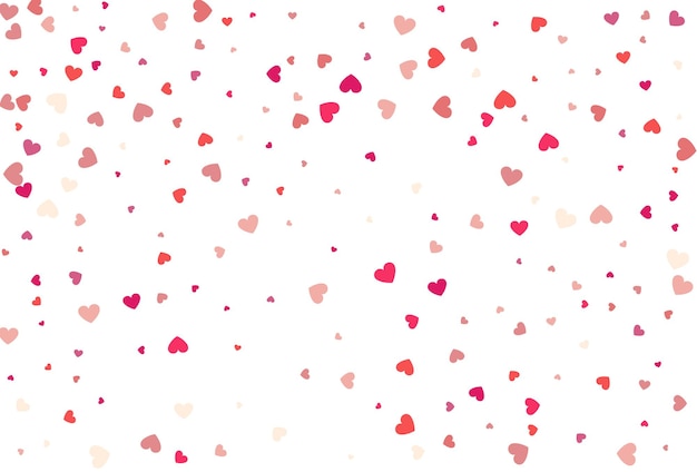 Coriandoli di cuore di petali di san valentino bellissimi cuori di coriandoli che cadono sullo sfondo modello di invito disegno di sfondo biglietto di auguri poster giorno di san valentino e festa della donna illustrazione vettoriale