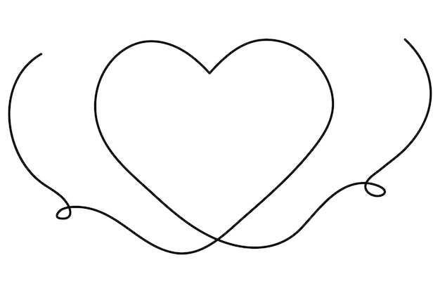 heart continuous one line art drawing of heart hand drawn vector illustration