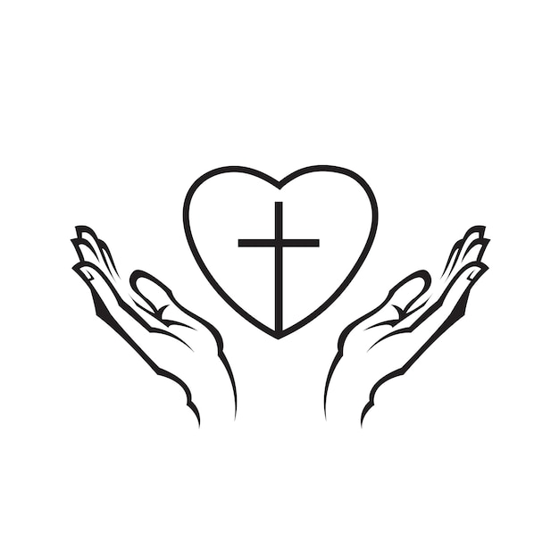 heart, cross and hands