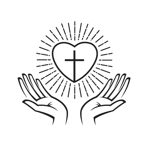 heart, cross and hands