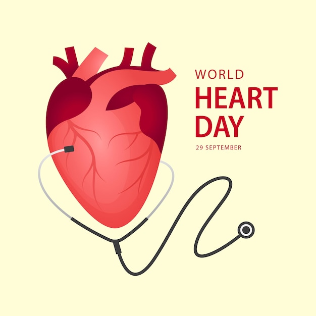 День сердца иллюстрация концепция векторного дизайна сердца и стетоскопа