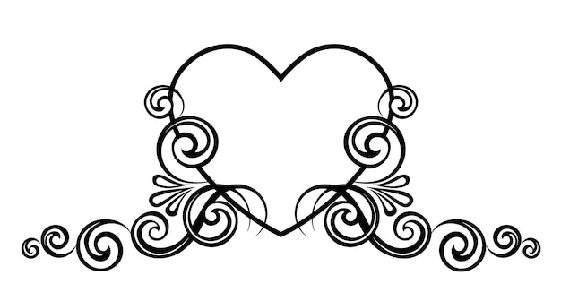 Вектор Сердце украшено растительным орнаментом. шаблон для поздравительной открытки валентина