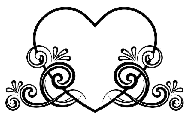 Vector heart decorated with floral ornament. template for valentine's greeting card