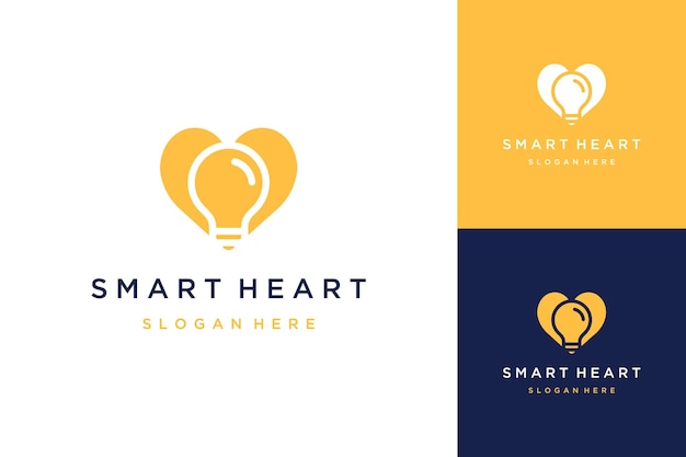 heart design logo with a light bulb