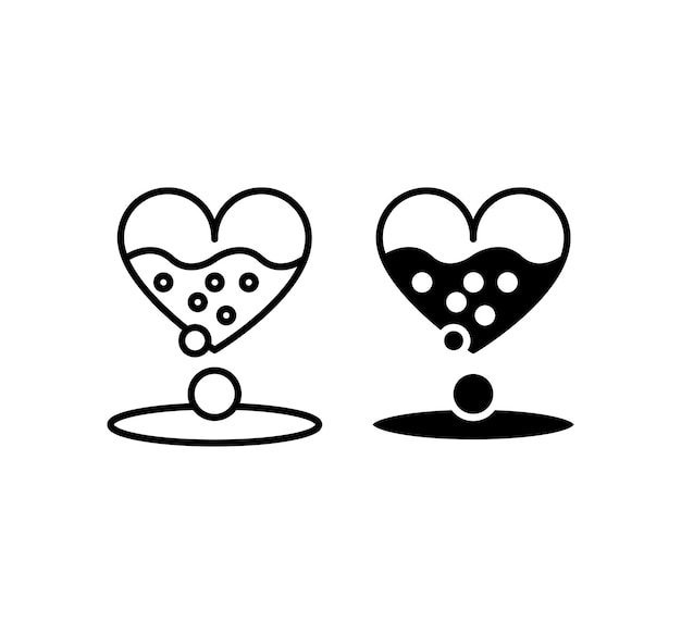 Heart design with decreasing love. Flat and linear ready set. unique vector design.