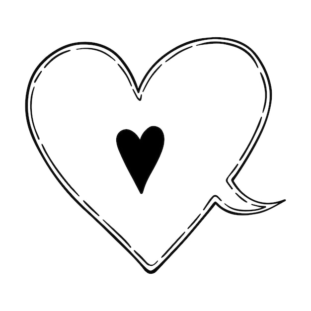 Vector heart dialog box love doodle linear cartoon