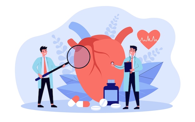 Vector heart disease research concept illustration