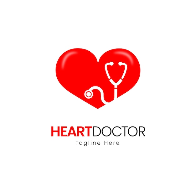 Heart Doctor Negative Space Logo Template