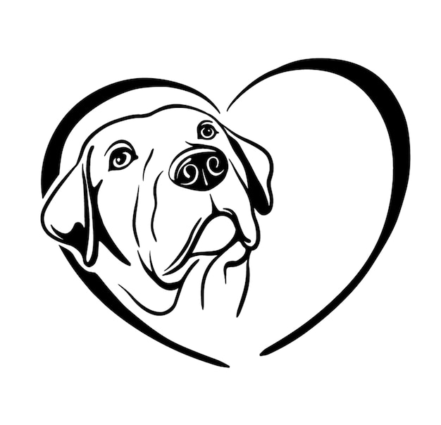 Vector heart dog love labrador retriever