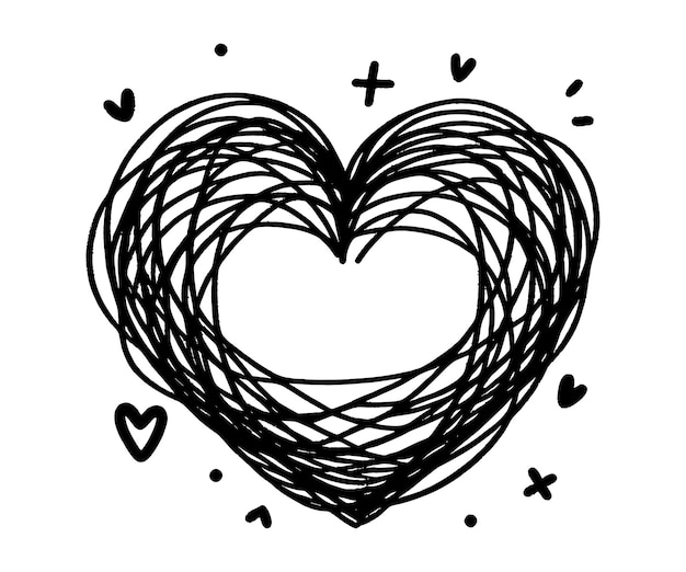 Vettore la silhouette del cuore doodle heart.