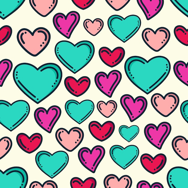 Heart doodle pattern background design