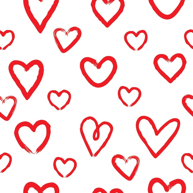 Il cuore scarabocchia il modello di amore senza cuciture cuori spazzolati disegnati a mano texture di sfondo per il giorno di san valentino