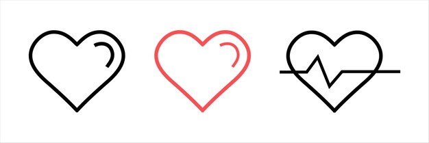 Vector a heart drawn on a white background with a red heart in the middle.