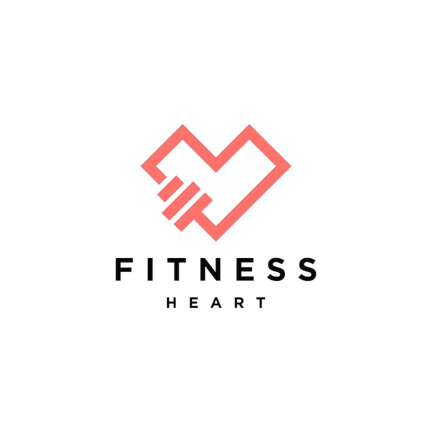 Heart dumbbell logo icon vector template