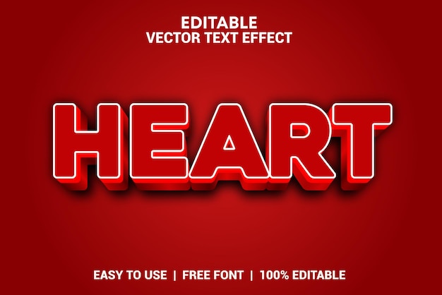 Heart editable 3d text effect with background