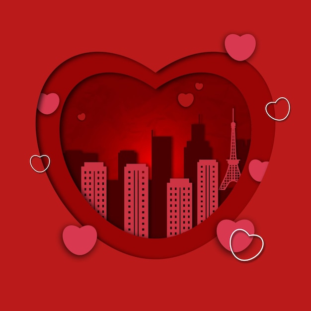 Heart effect paper cut city