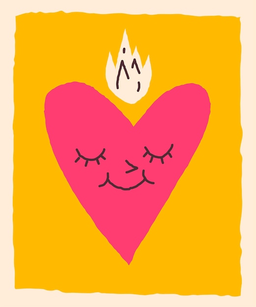 Heart face fire vector illustration