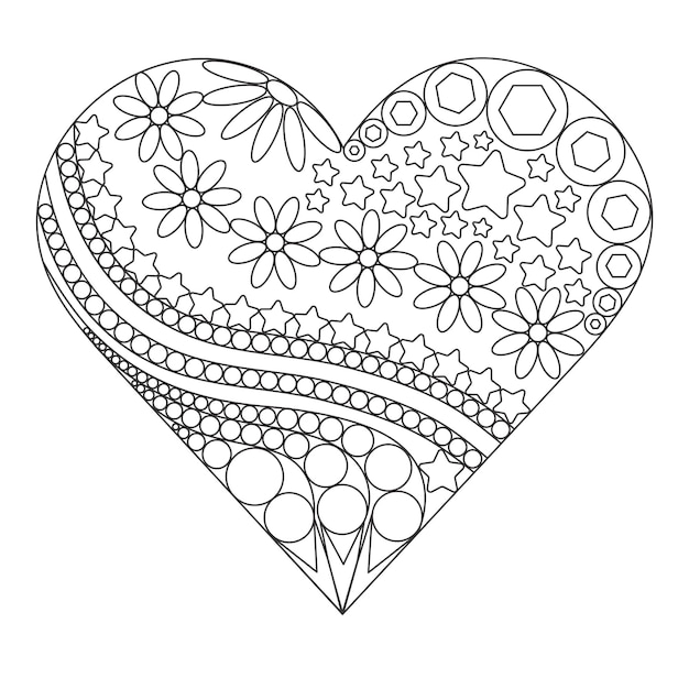 Heart filled with flowers and patterns
