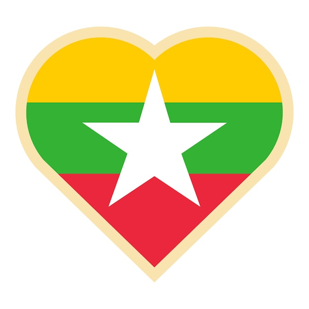 Vector heart flag myanmar icon cartoon vector festival culture