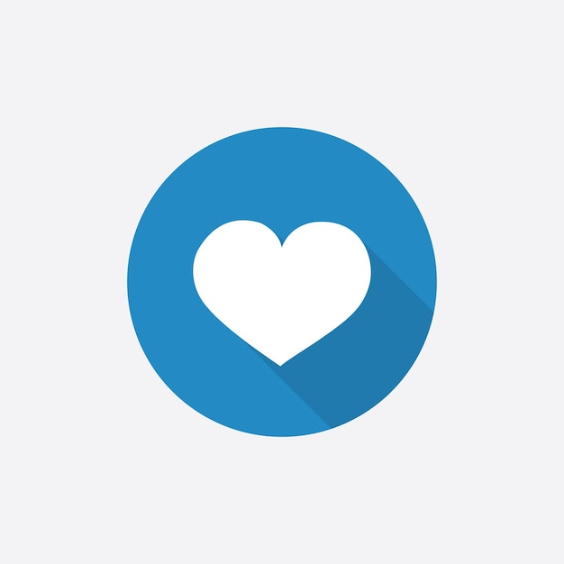 Heart Flat Blue Simple Icon with long shadowxA