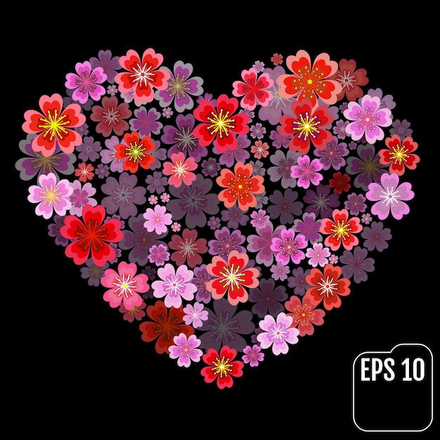 Heart of flowers sakura heart with 3d effect