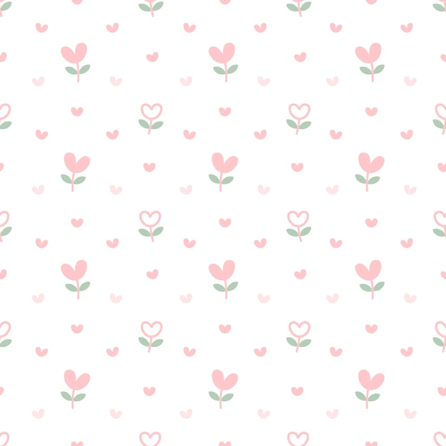 Heart flowers seamless pattern background