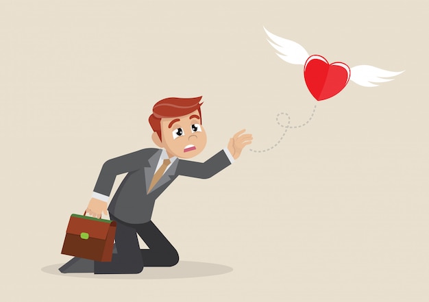 Heart fly out of Businessman.