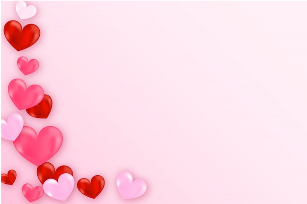 Vector heart flying on pink background.