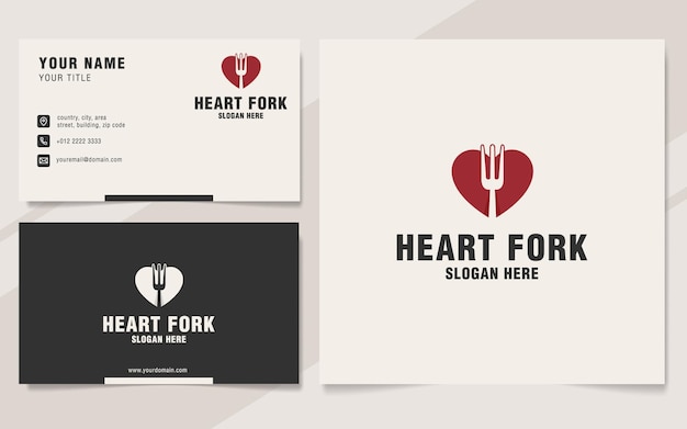 Heart fork logo template on monogram style