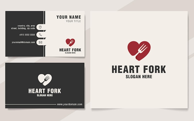 Heart fork logo template on monogram style