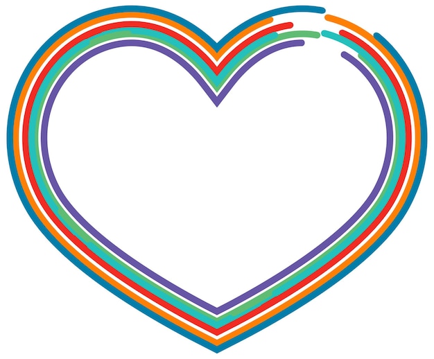 Vector heart formed by colourful curved line